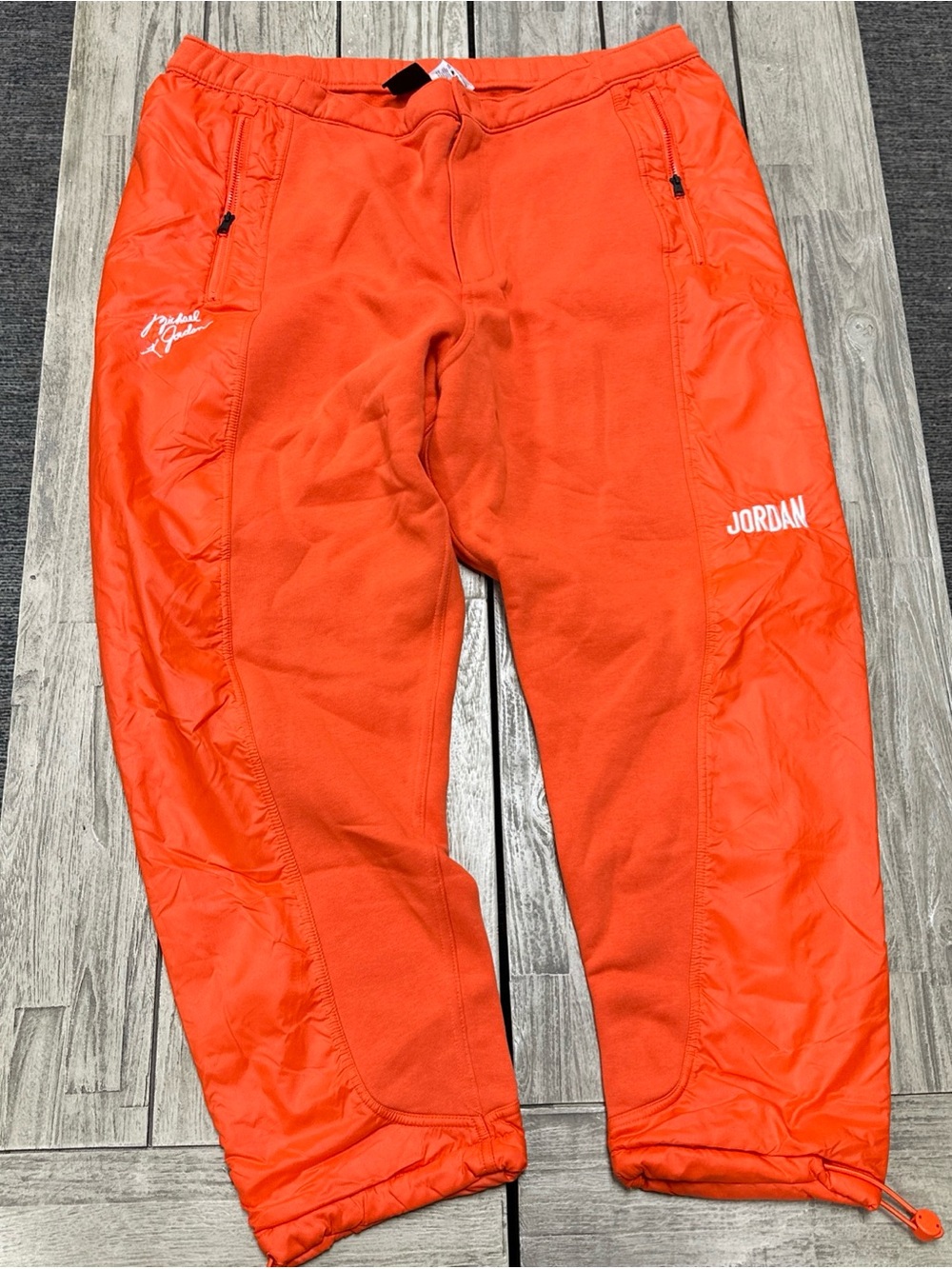 VTG Y2k Air Jordan Flight MVP Joggers 3XL Orange Adjustable Ankle Embroidery
